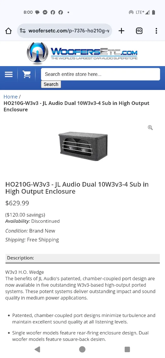 JL Audio Dual 10W3v3-4 Subwoofer Enclosure image indicator(5)