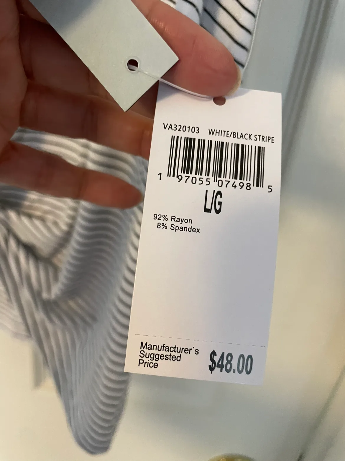 Women's White and Black Striped Knotted Top - Size Large image indicator(3)