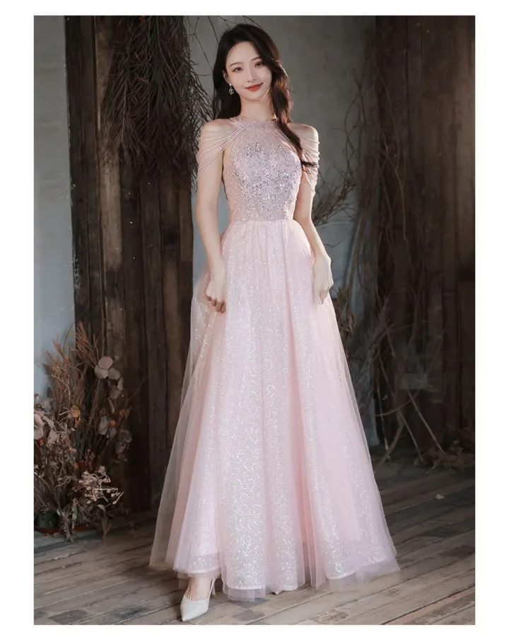 Pink Sequin A-Line Evening Gown image indicator(2)