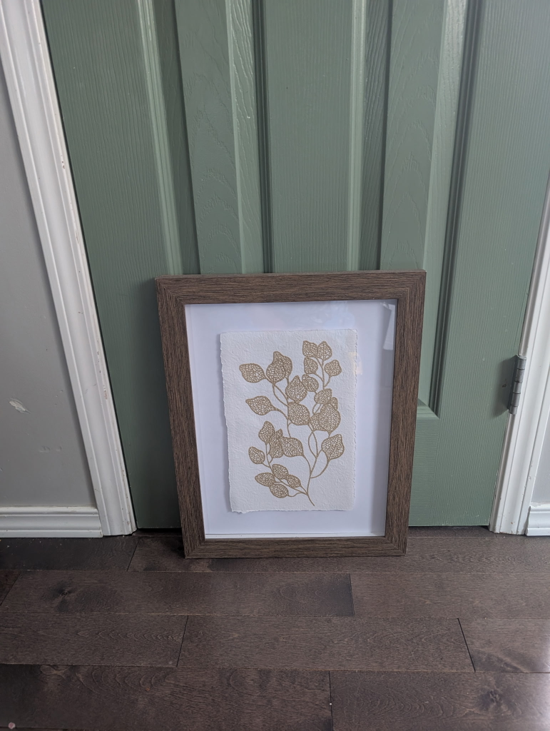 Set of 3 Gold Botanical Prints in Brown Frames - photo 2