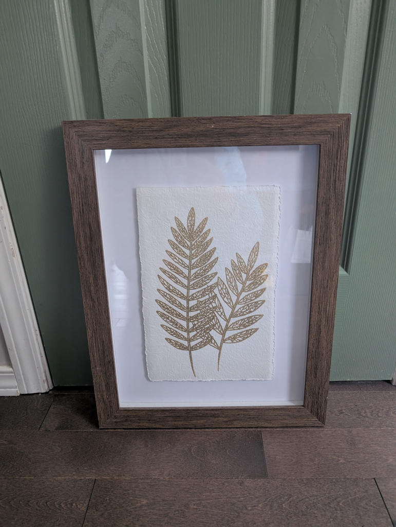 Set of 3 Gold Botanical Prints in Brown Frames - photo 3