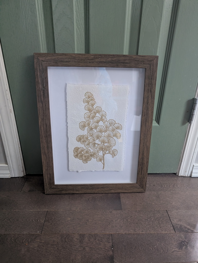 Set of 3 Gold Botanical Prints in Brown Frames - photo 4
