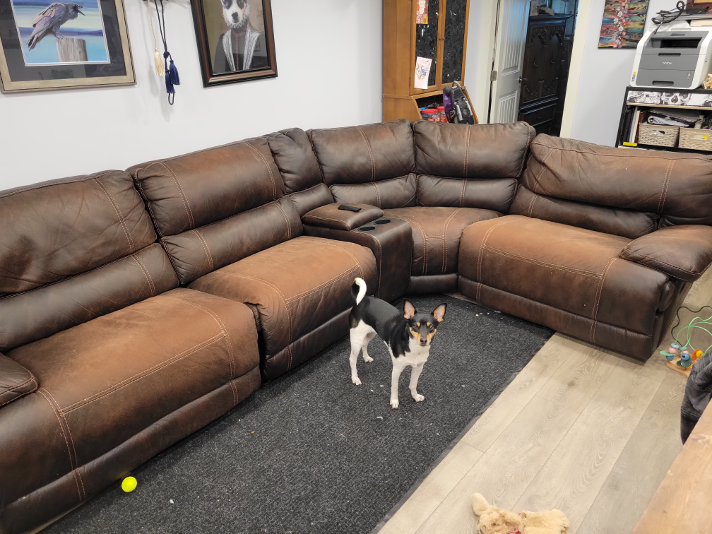 Brown Leather Reclining Sectional Sofa