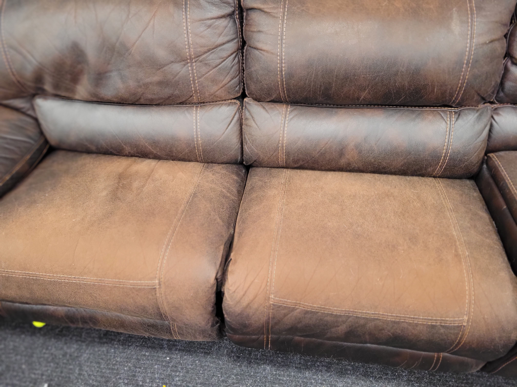 Brown Leather Reclining Sectional Sofa - photo 5