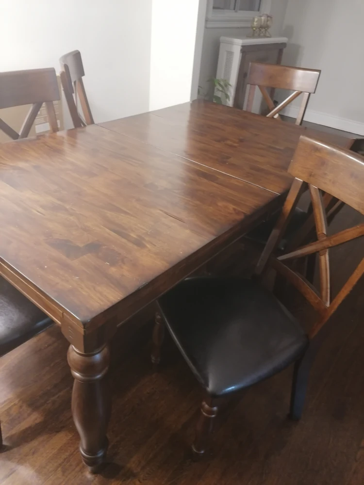 Dark Brown Wood Extendable Dining Table with 6 Chairs