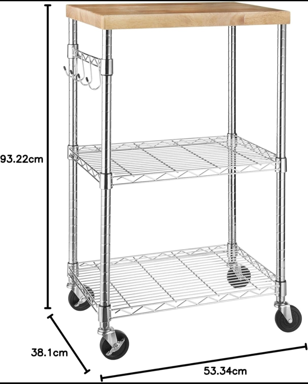 Chrome Kitchen Cart with Wood Top - photo 2