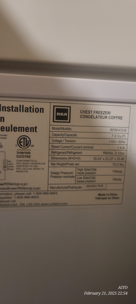 RCA 7.0 Cu Ft Chest Freezer - RFRF472-B - photo 3