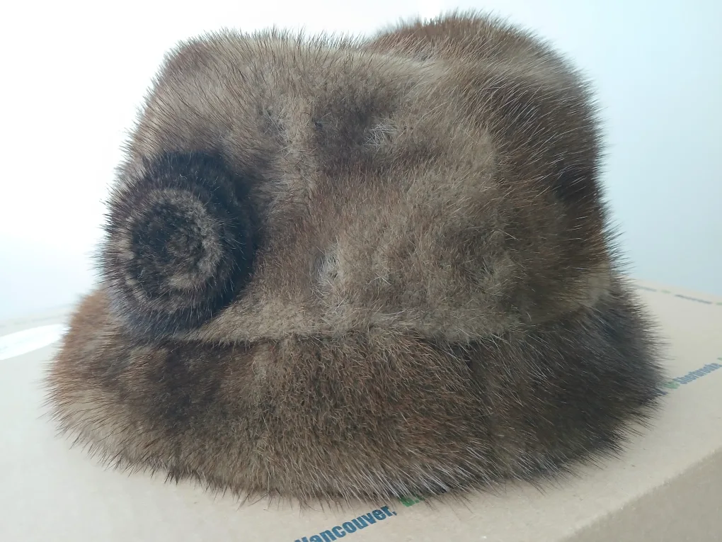 Vintage Mink Fur Hat with Flower Detail thumbnail