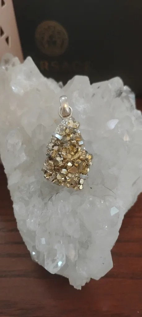 Pyrite Cluster Pendant Sterling Silver thumbnail