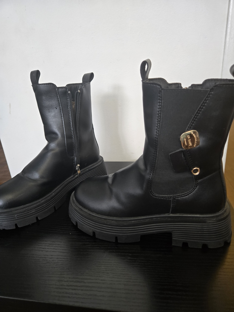 Black Platform Ankle Boots with Side Zip