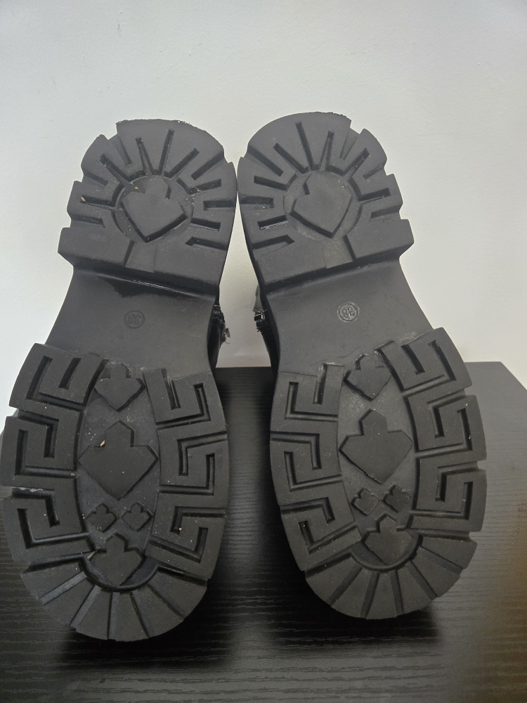Black Platform Ankle Boots with Side Zip - photo 4