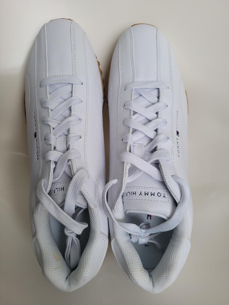 NEW Tommy Hilfiger Men's White Leather Sneakers - Size 11M - photo 2