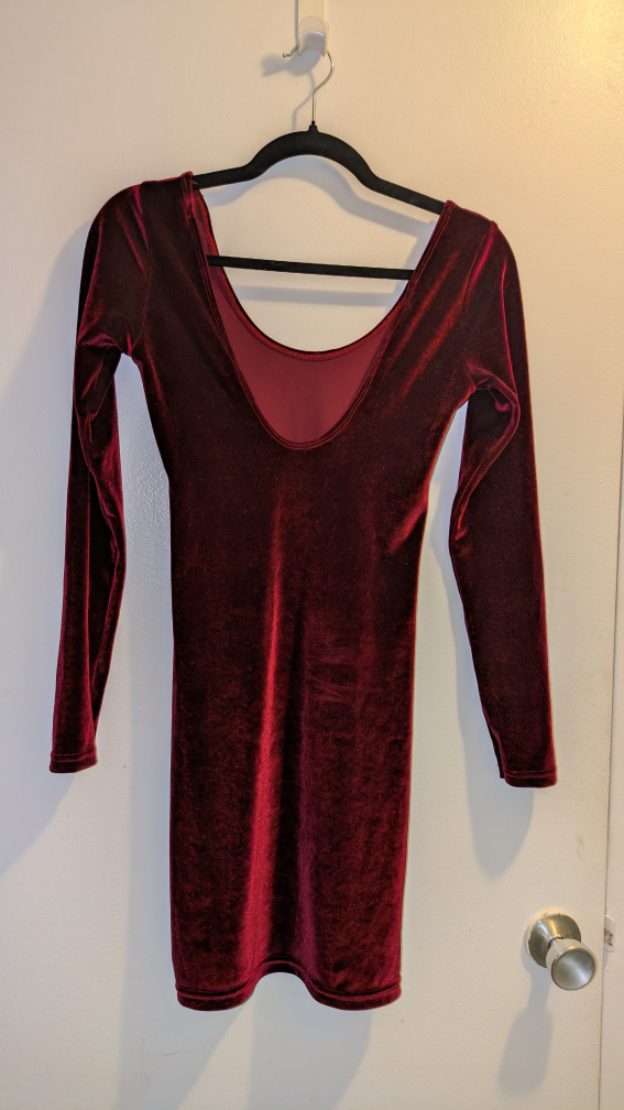Burgundy Velvet Mini Dress - photo 2