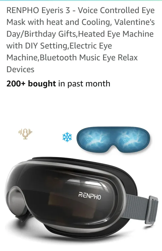 EYE MASSAGER - Bluetooth, Voice Control, Heat & Cooling Therapy image indicator(7)