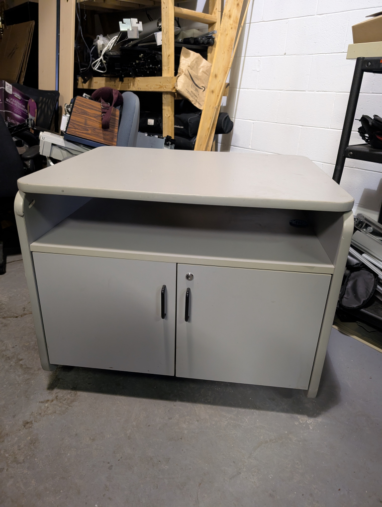 Mobile workstation with storage cabinet