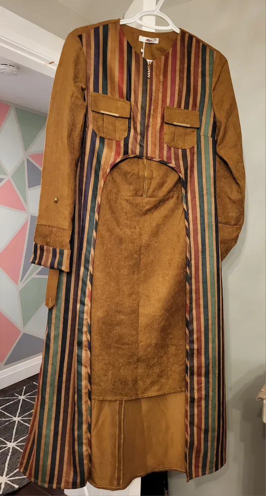 Striped Suede Dress with Keyhole Detail image indicator(4)