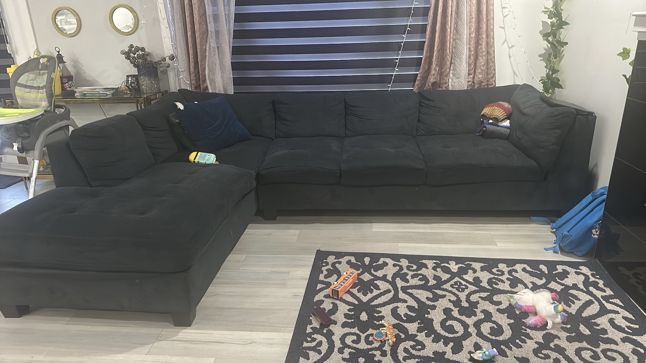 Grey L-Shaped Sectional Sofa - photo 2