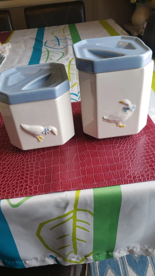 Vintage Ceramic Canisters with Duck Decor