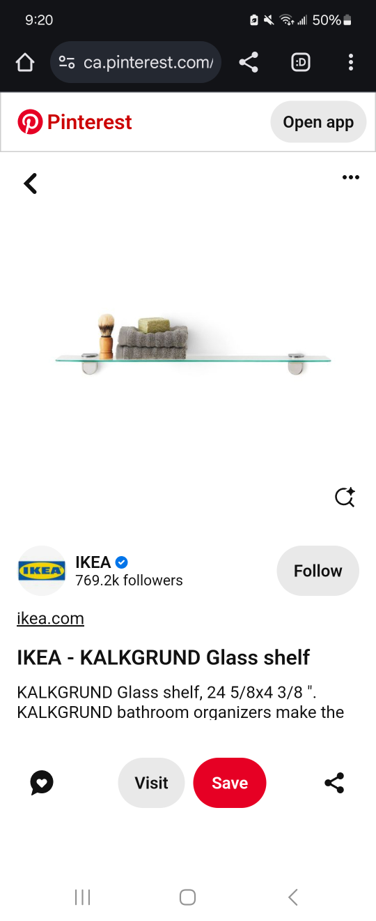 IKEA KALKGRUND Glass Shelf - 62x11 cm