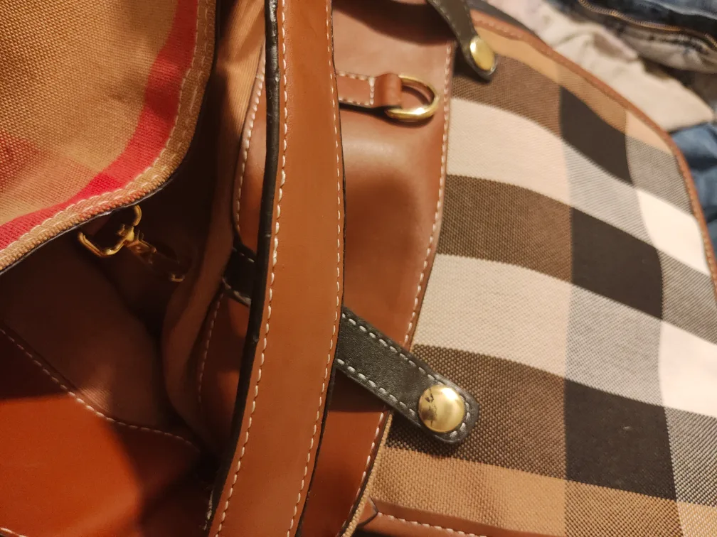 Burberry Tan and Pink Plaid handbag image indicator(6)