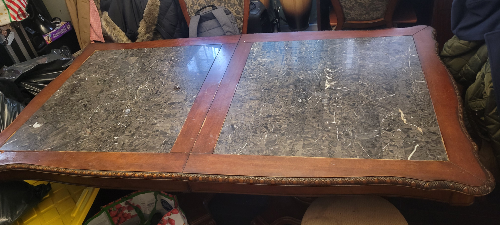 Elegant Dark Wood Dining Table with 6 Chairs