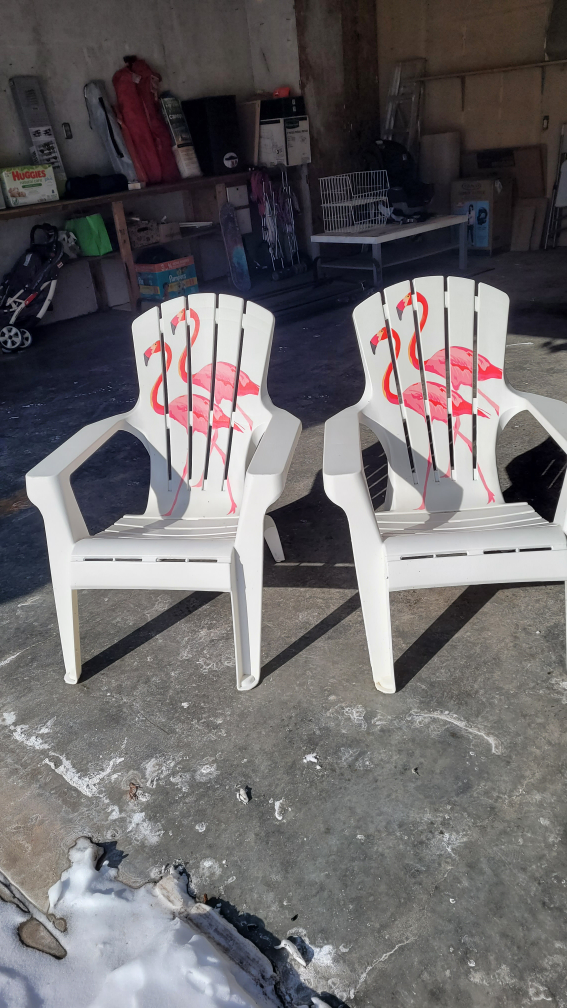 Pair of Flamingo Adirondack Chairs - photo 2