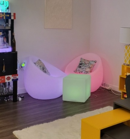 LED Illuminated Lounge Chairs with Ottoman