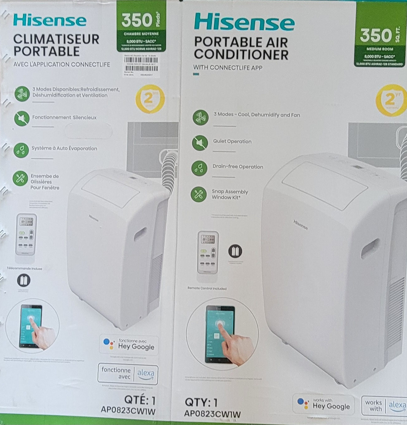 Hisense Portable Air Conditioner AP0823CWIW - 8000 BTU