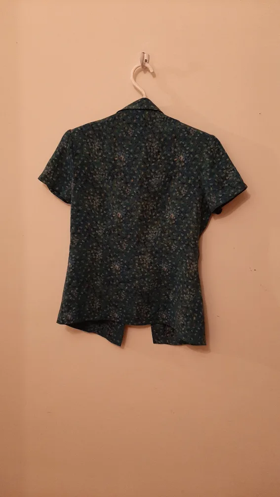 Women's Teal Floral Button-Down Blouse - Size 9 image indicator(2)