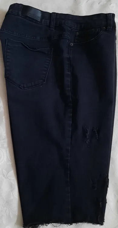 Black Denim Jean Shorts with Distressed Detail image indicator(3)