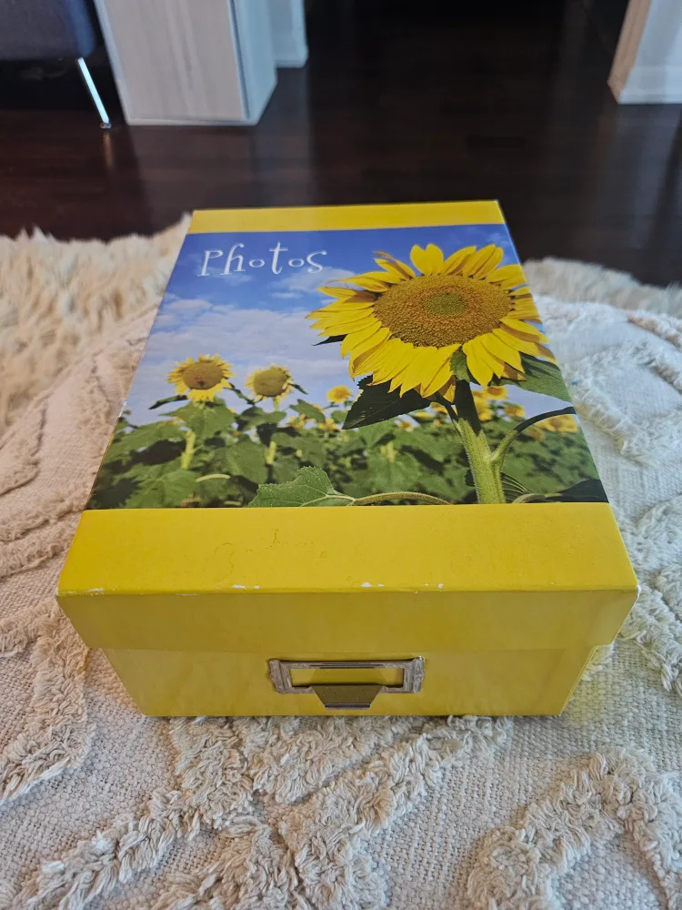 Yellow Photo Storage Box with Sunflower Design thumbnail