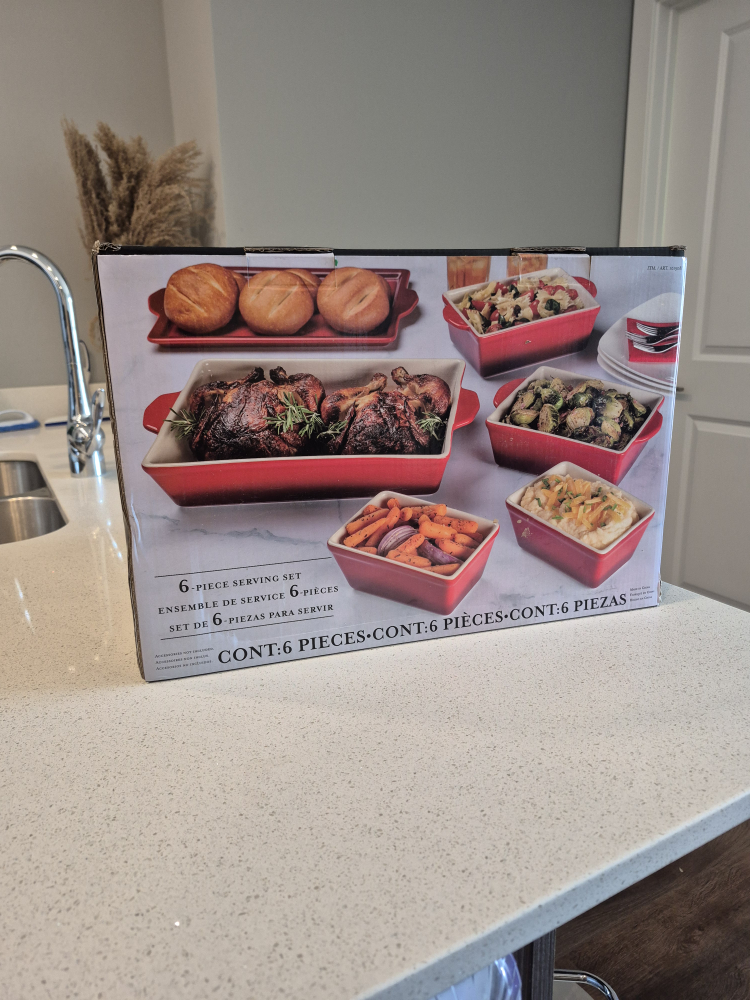 6-Piece Red Ceramic Serving Set