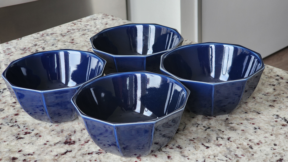 Set of four IKEA STRIMIG Glaze [blue] bowls - 15cm (6")