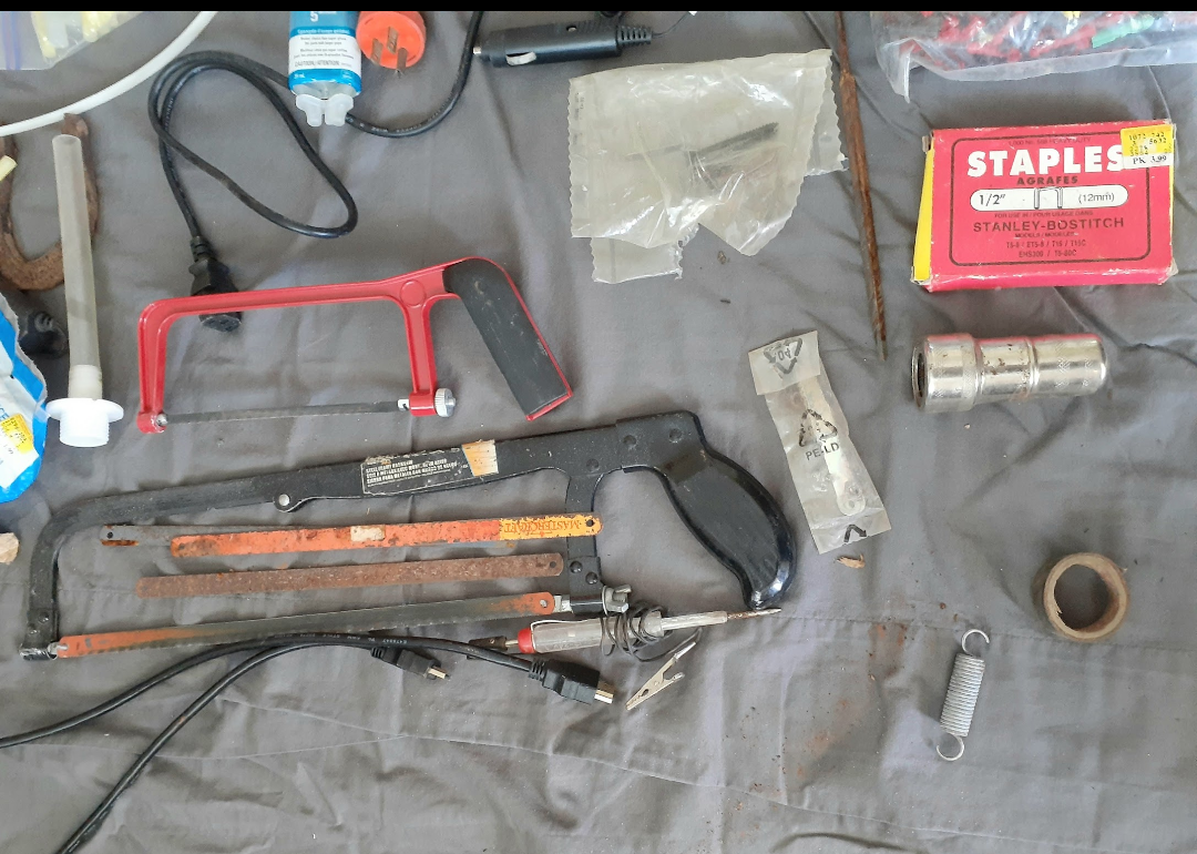 Assorted Tools and Hardware in Red Metal Toolbox - photo 5