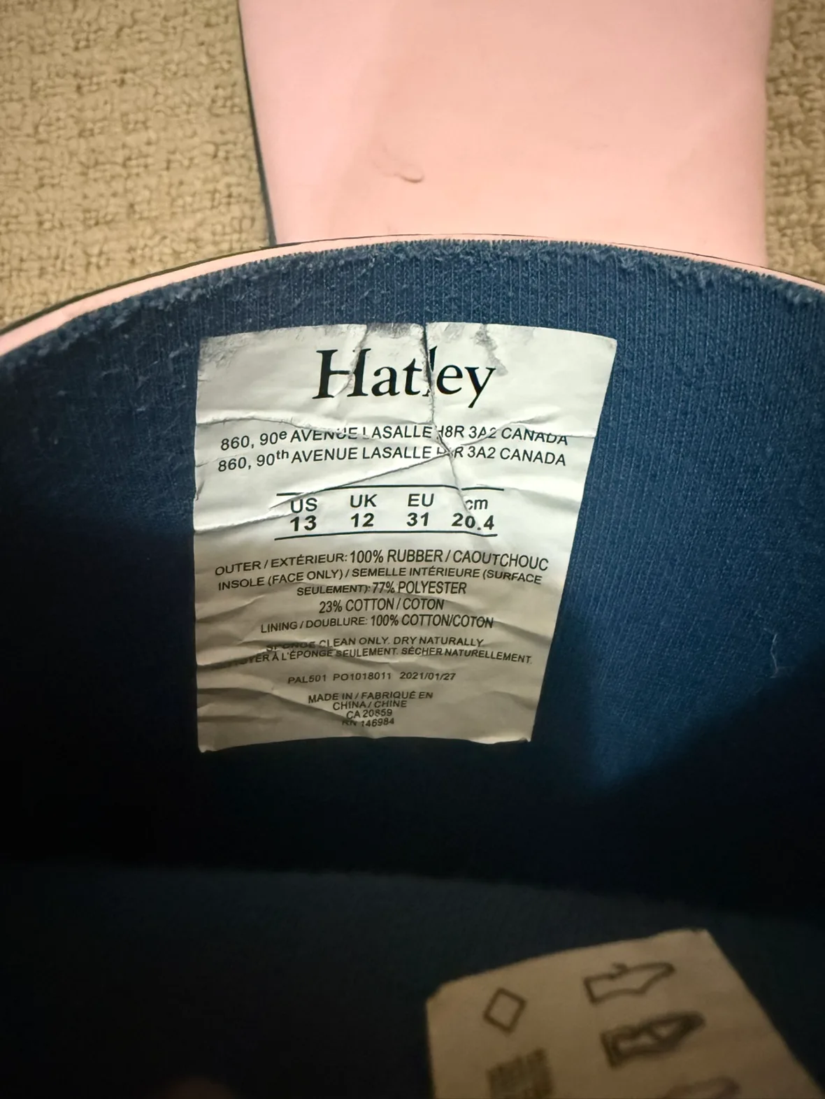 Hatley Pink Rubber Boots - Size 13 🏈 image indicator(5)