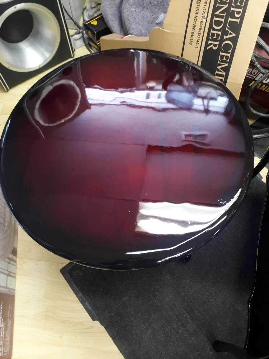 Round Red Coffee Table 100 percent mahogany  custom paint - photo 2