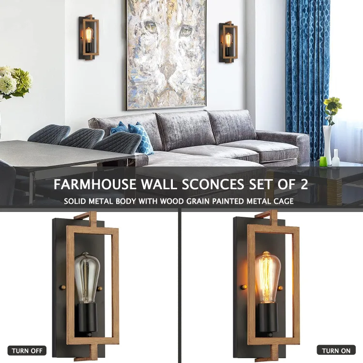 Industrial Wall Sconces Set of 2 Rustic Vintage Wall Light image indicator(2)