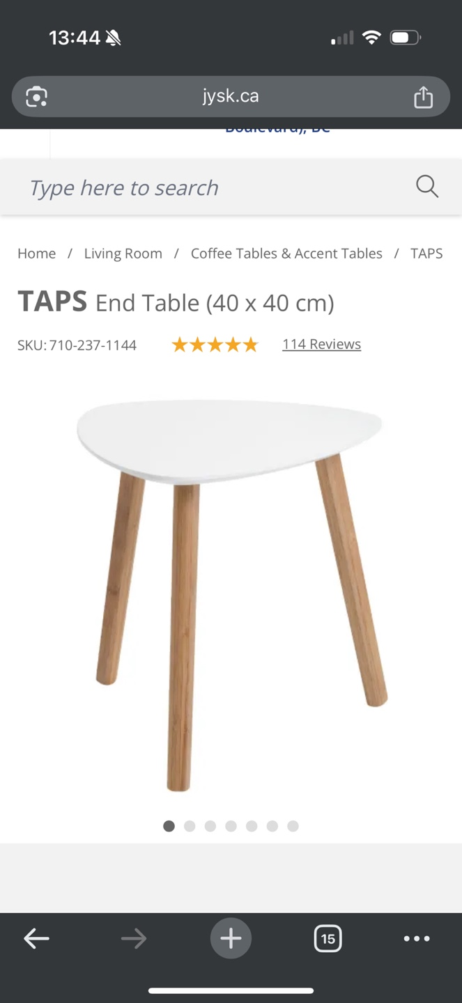 TAPS End Table - White with Light Wood Legs