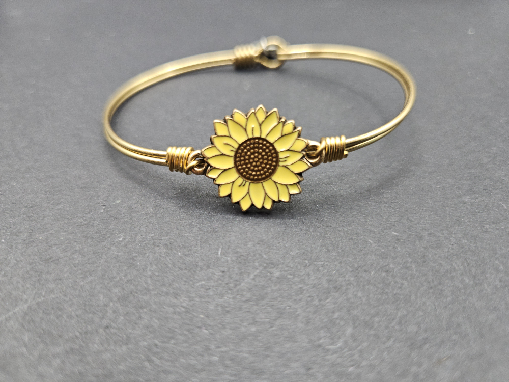 Gold Sunflower Wire Wrapped Bracelet