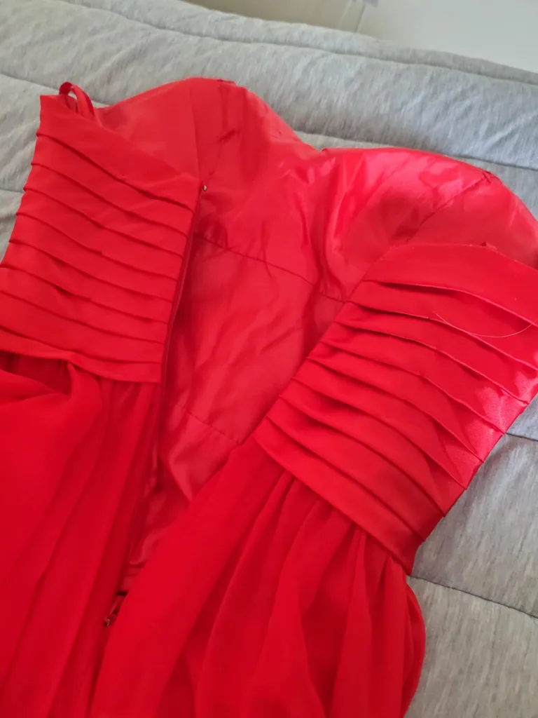 strapless red Long (Prom Dress) with Rhinestone Detail image indicator(3)