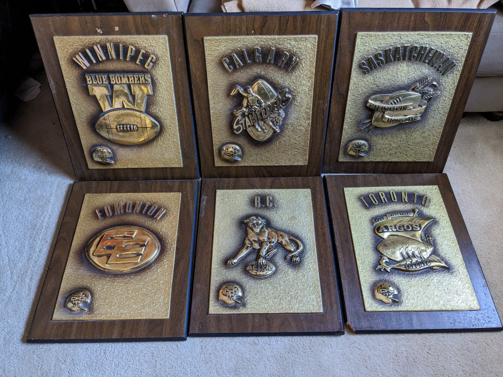 Vintage Canadian Football League Team Plaques (Set of 6)