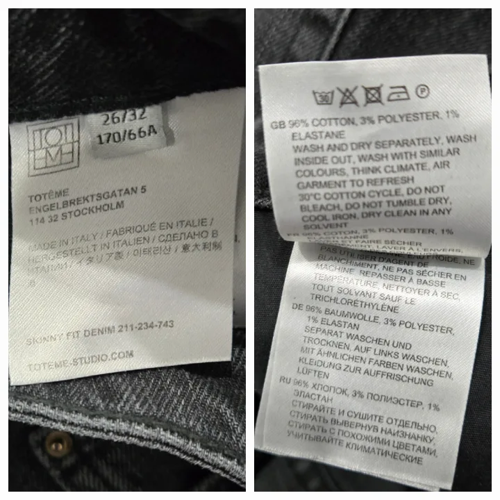 BNWTT Totême Standard New High-Waist Grey Skinny Jeans Size 26 image indicator(10)