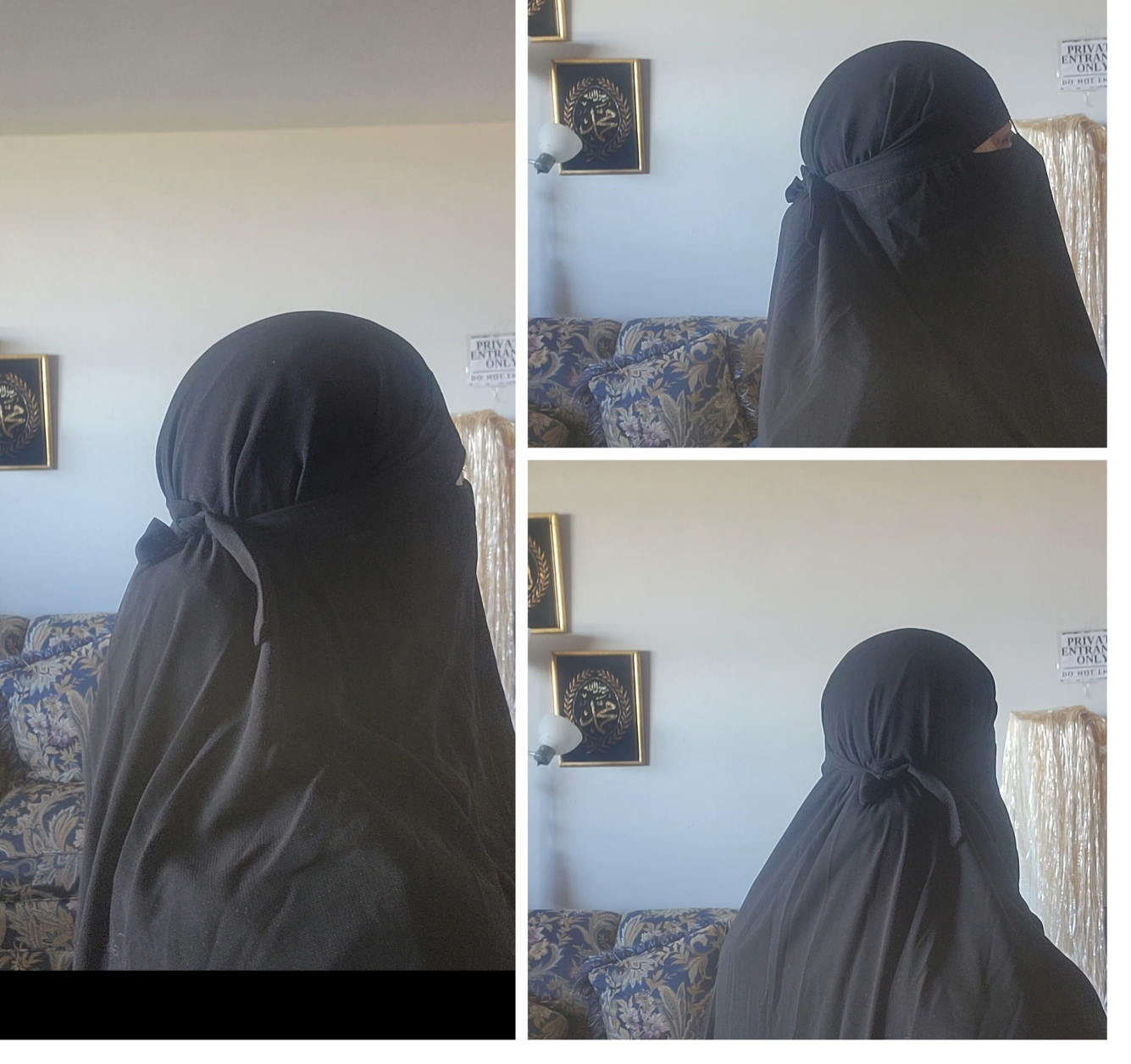 Black Niqab with Tie - photo 3