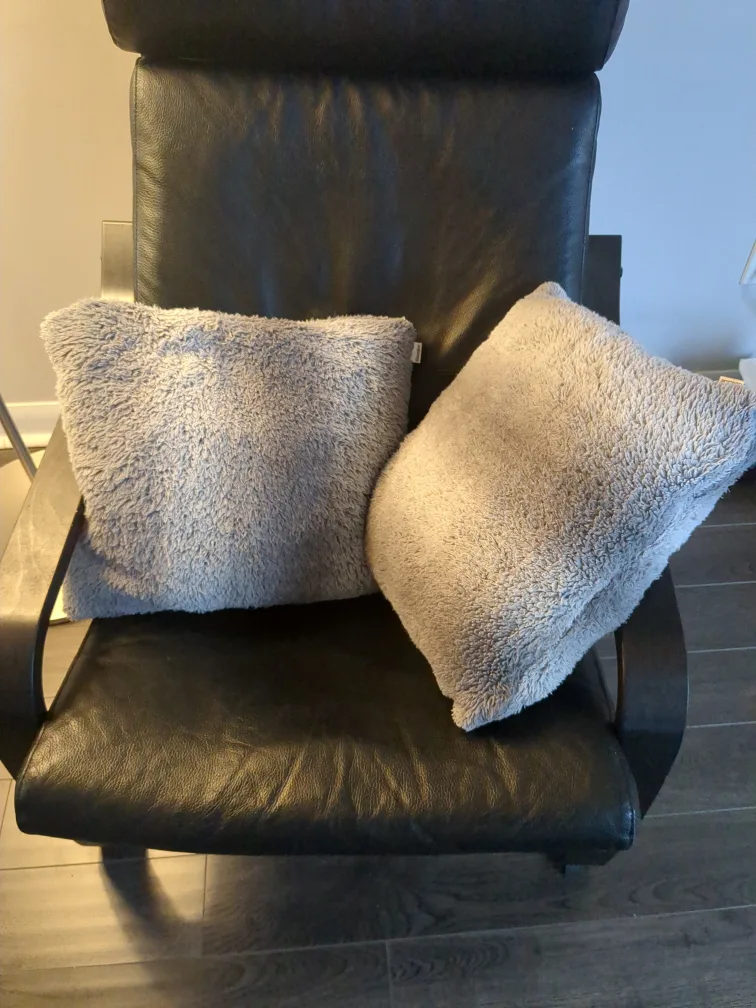 Pair of Free Grey Fuzzy Throw Pillows thumbnail