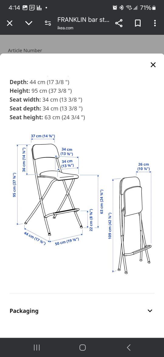 IKEA FRANKLIN Black Bar Stools - Set of Two - photo 4