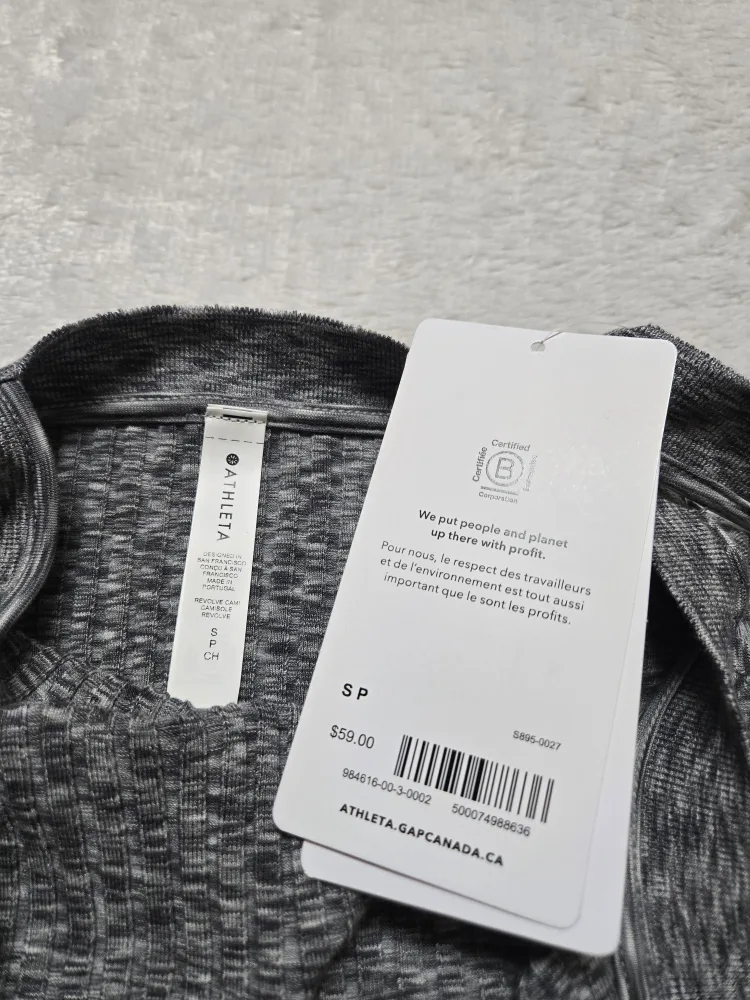 Athleta Gray Ribbed Crop Tank Top image indicator(3)