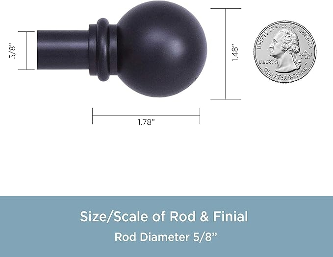 48-86" Adjustable Black Finish Curtain Rod with hinges - photo 3