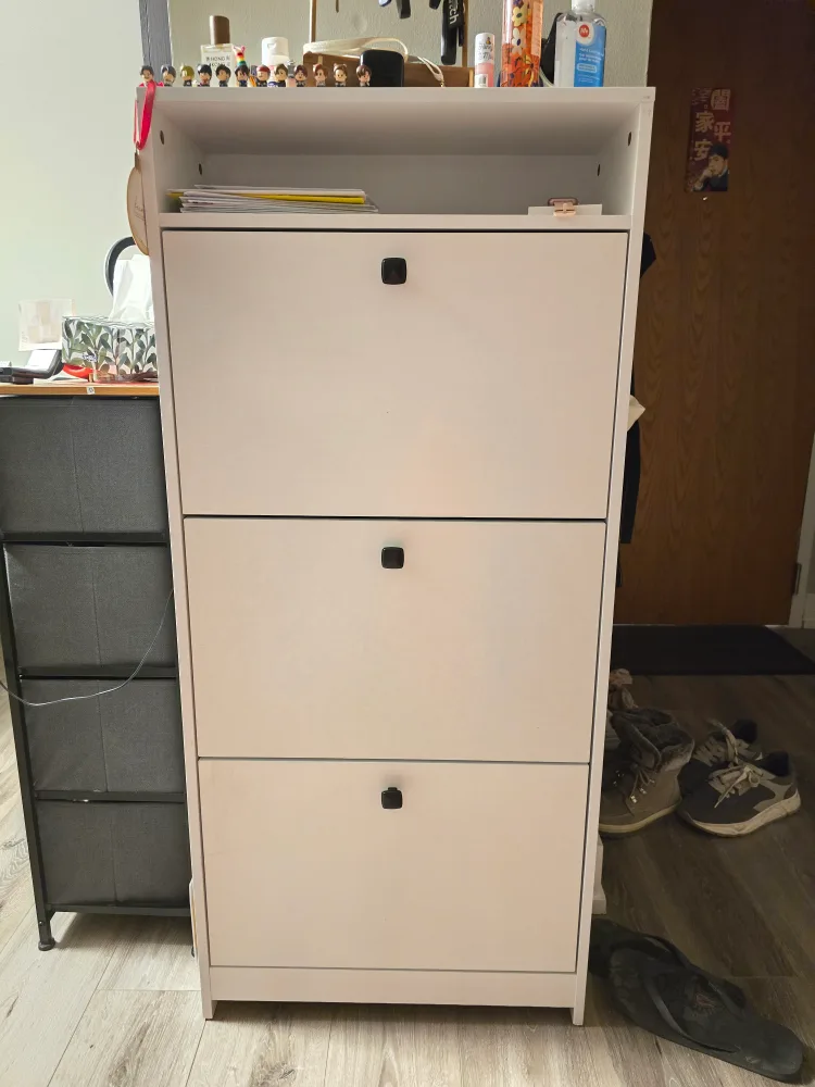 White 3-Tier Shoe Cabinet with Top Shelf image indicator(2)