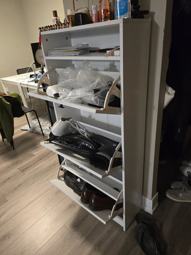 White 3-Tier Shoe Cabinet with Top Shelf image indicator(3)