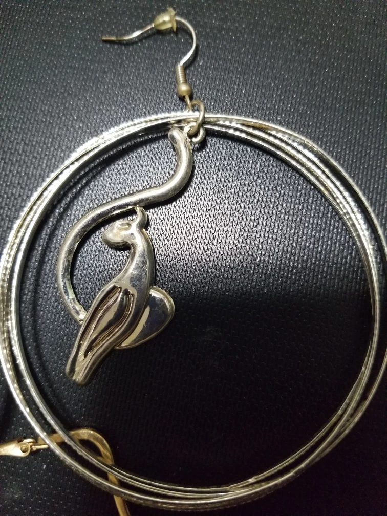 Silver Cat Charm Hoop Earrings & Gold Star Earrings - photo 2
